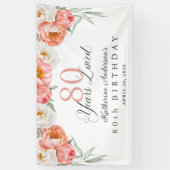 ピーチエレガントフェミニンフローラ80誕生日 横断幕 (縦)