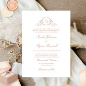 ピーチエレガントフォーマルモノグ結婚ラム 招待状