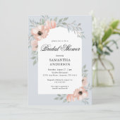 ピーチエレガントフラワーズダスティブルーブライダルシャワー 招待状 (スタンド正面)