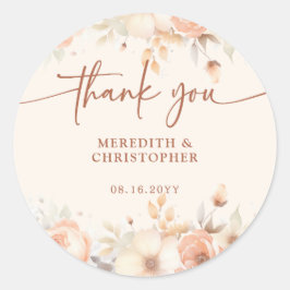 ピーチエレガントフローラサンキューユー結婚式の引き出物 ラウンドシール