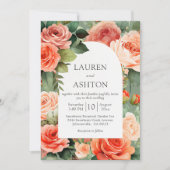 ピーチエレガントフローラバラ結婚ズ 招待状 (正面)