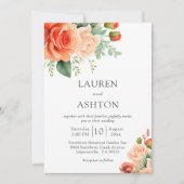 ピーチエレガントフローラバラ結婚ズ 招待状 (正面)
