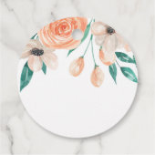 ピーチエレガントフローラブライダルシャワーパーソナライズされた フェイバータグ (裏面)