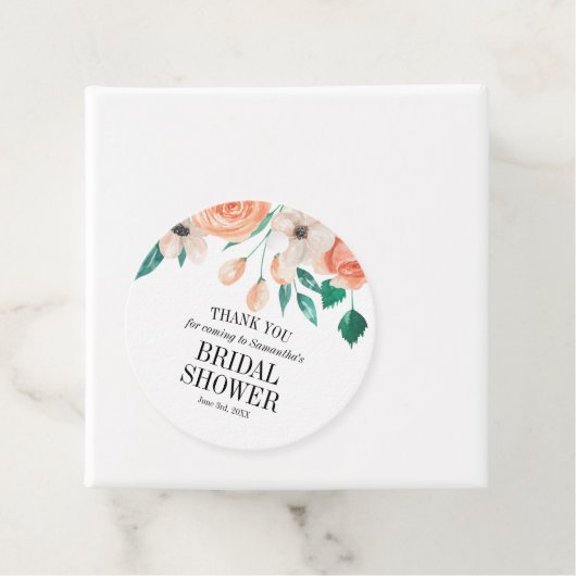 ピーチエレガントフローラブライダルシャワーパーソナライズされた フェイバータグ (インサイチュ)