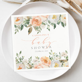 ピーチエレガントフローラベビー開花ガールベビーシャワー スタンダードカクテルナプキン