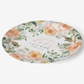 ピーチエレガントフローラベビー開花ガールベビーシャワー ペーパープレート (アングル)