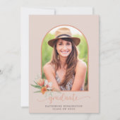 ピーチエレガントフローラボホアーチフォト卒業 招待状 (正面)