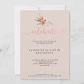 ピーチエレガントフローラボホアーチフォト卒業 招待状 (裏面)