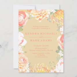 ピーチエレガントフローラリース招待状 招待状