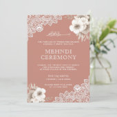 ピーチエレガントフローラレースイスラム教徒メンディ 招待状 (スタンド正面)