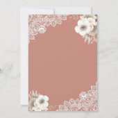 ピーチエレガントフローラレースイスラム教徒メンディ 招待状 (裏面)