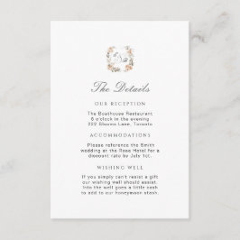 ピーチエレガントフローラ庭園の結婚式詳細挿入 エンクロージャーカード