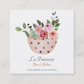 ピーチエレガントフローラ結婚ケーキメーカーベーカリー スクエア名刺 (正面)