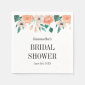 ピーチエレガントブライダルシャワーパーソナライズされたフローラ スタンダードカクテルナプキン (正面)