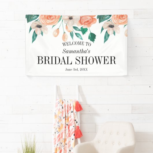 ピーチエレガントブライダルシャワーパーソナライズされた 横断幕 (インサイチュ)