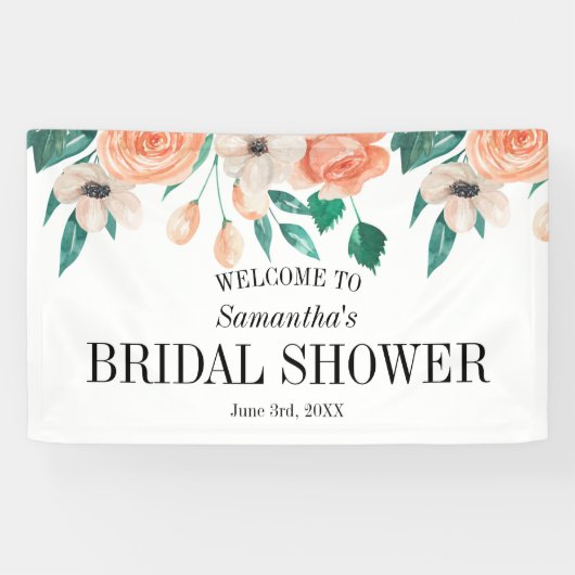 ピーチエレガントブライダルシャワーパーソナライズされた 横断幕 (横)
