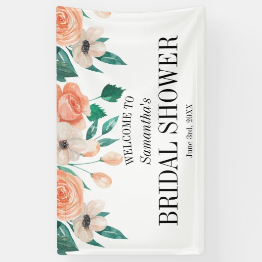 ピーチエレガントブライダルシャワーパーソナライズされた 横断幕 (縦)