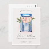 ピーチエレガントブルーフローラメールボックス移動 ポストカード (正面/裏面)