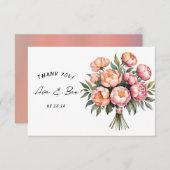 ピーチエレガントブーケとダイヤモンドサンキューカード セーブザデート (正面/裏面)