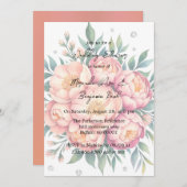 ピーチエレガントブーケウィズダイヤモンドウェディングシャワー 招待状 (正面/裏面)