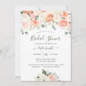 ピーチエレガントプニーズクリームバラブライダルシャワー 招待状 (正面)