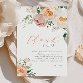 ピーチエレガントベビーイン開花ガールベビーシャワー サンキューカード