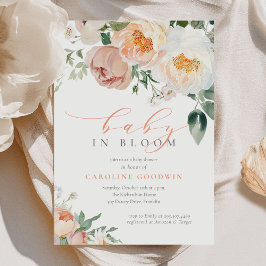 ピーチエレガントベビーイン開花ガールベビーシャワー 招待状