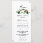 ピーチエレガントホワイトウォーター色フローラ秋の結婚式 メニュー (正面/裏面)