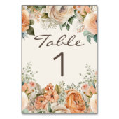 ピーチエレガントホワイトフローラユーカリ結婚ス テーブルナンバー (正面)