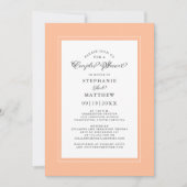 ピーチエレガントホワイト結婚ズカップルシャワーブライダル 招待状 (正面)
