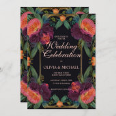 ピーチエレガントマゼンタビンテージ結婚式招待状 招待状 (正面/裏面)