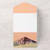 ピーチエレガントモダンフィザーズBohoアーチQRコード写真 オールインワン招待状 (外側)