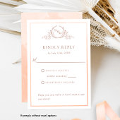ピーチエレガントモノグラムと水彩RSVP 出欠カード