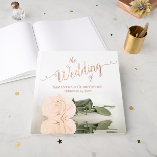 ピーチエレガントライトオレンジバララージ結婚ズフォイル ゲストブック (正面見開き)