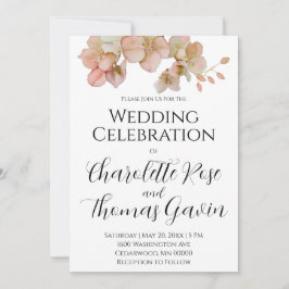 ピーチエレガントーのピンクの水色のフローラ結婚は 招待状