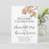 ピーチエレガントーのピンクの水色のフローラ結婚は 招待状 (スタンド正面)