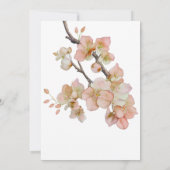 ピーチエレガントーのピンクの水色のフローラ結婚は 招待状 (裏面)