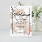 ピーチエレガントーのピンクの水色のフローラ結婚は 招待状 (スタンド正面)