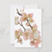 ピーチエレガントーのピンクの水色のフローラ結婚は 招待状 (裏面)