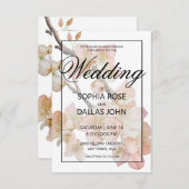 ピーチエレガントーのピンクの水色のフローラ結婚は 招待状 (正面/裏面)