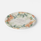 ピーチエレガントームフローラユーカリ結婚ス ペーパープレート (アングル)