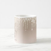 ピーチエレガントー – ベージュフェイクグリッターマグ コーヒーマグカップ (中央)