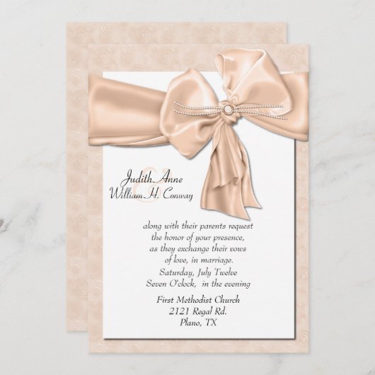 ピーチエレガント結婚式招待状 招待状 (正面/裏面)