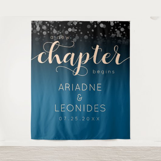 ピーチエレガント・オーシャ結婚ニック・ブルー タペストリー (正面)