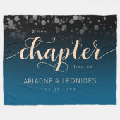 ピーチエレガント・オーシャ結婚ニック・ブルー フリースブランケット (正面(横))