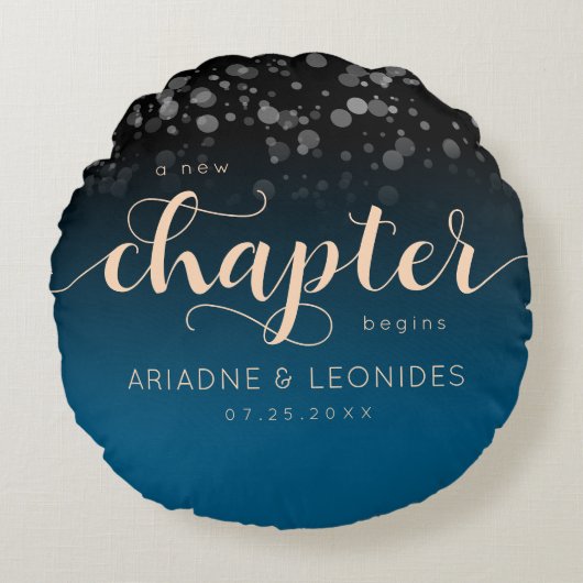 ピーチエレガント・オーシャ結婚ニック・ブルー ラウンドクッション (正面)