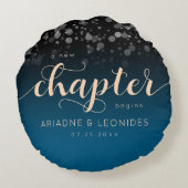 ピーチエレガント・オーシャ結婚ニック・ブルー ラウンドクッション (裏面)