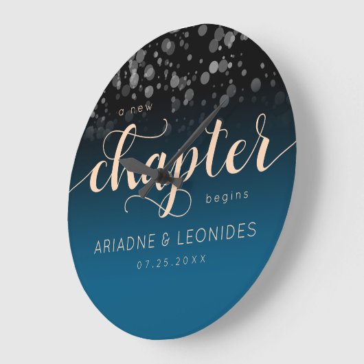 ピーチエレガント・オーシャ結婚ニック・ブルー ラージ壁時計 (傾斜)