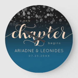 ピーチエレガント・オーシャ結婚ニック・ブルー ラージ壁時計