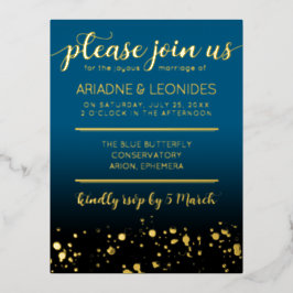 ピーチエレガント・オーシャ結婚ニック・ブルー 箔シーズンポストカード